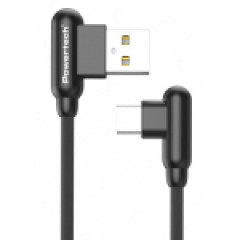 Powertech Καλώδιο USB σε Type-C, Γωνιακό, Μαύρο