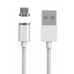  Powertech Καλώδιο USB σε Micro USB, Μαγνητικό, Braided, Quick Charge, Ασημί