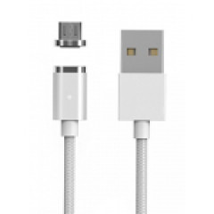 Powertech Καλώδιο USB σε Micro USB, Μαγνητικό, Braided, Quick Charge, Ασημί
